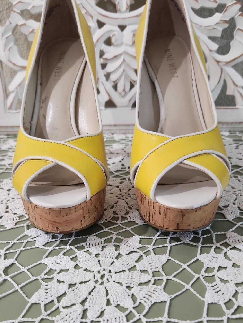 Nine West Bright Yellow Peep-Toe Heels - Picture 8 of 15
